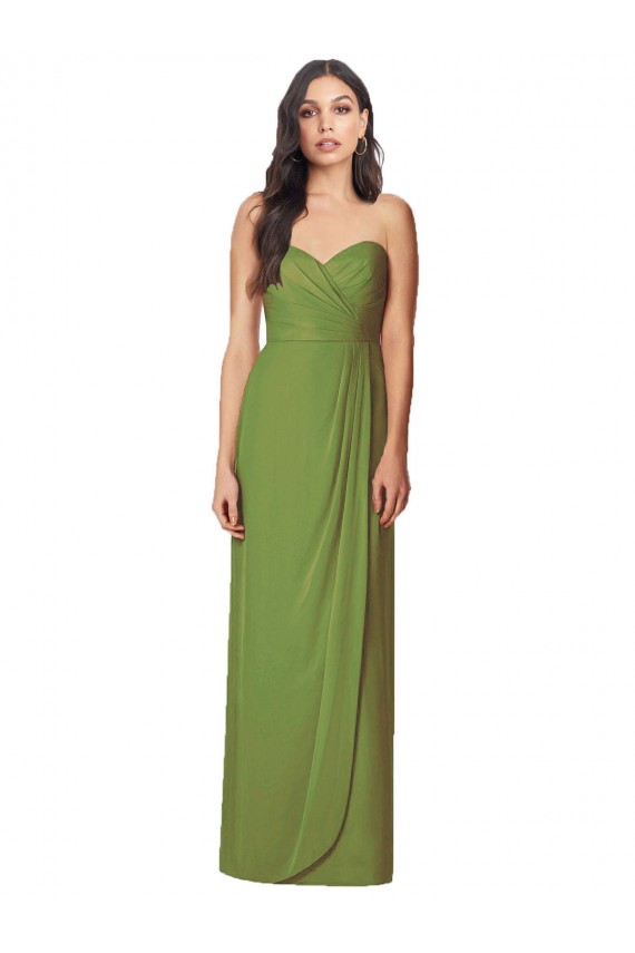 Soft Chiffon Long Sweetheart Olive Green Trumpet Bridesmaid Dress Plymouth