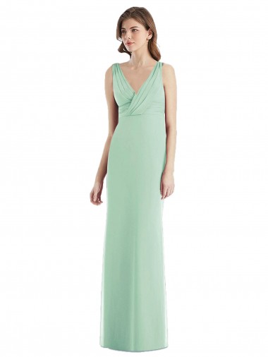 Chiffon Open Back Long V-Neck Trumpet Bridesmaid Dress / Evening Dress Plymouth