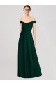 Soft Chiffon Long Off the Shoulder Ever Green A-Line Formal Dress / Bridesmaid Dress Plymouth