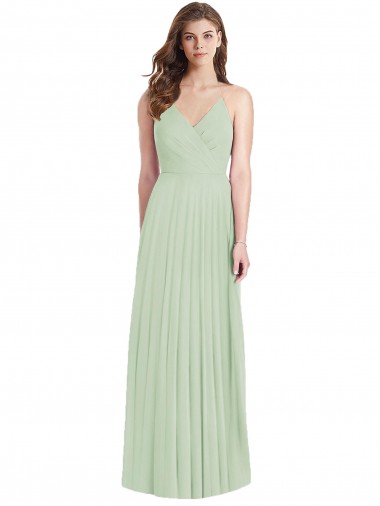Soft Chiffon Long Spaghetti Straps Trumpet Semi Formal Evening Dress / Bridesmaid Dress Plymouth