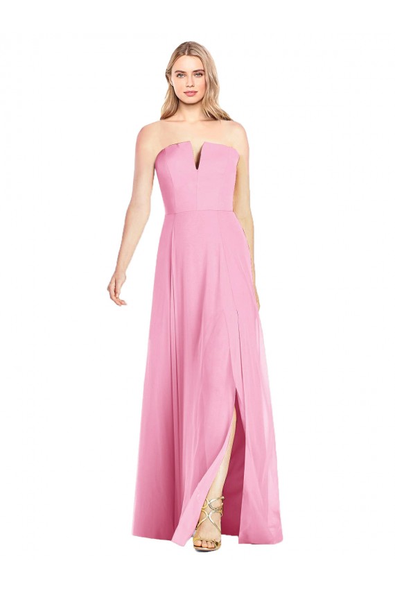 Soft Chiffon Long V-Neck Trumpet Semi Formal Evening Dress / Bridesmaid Dress Plymouth