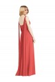 Soft Chiffon Low Back Long V-Neck Firecracker A-Line Bridesmaid Dress Plymouth