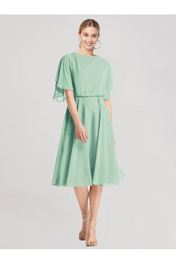 Soft Chiffon Open Back Knee Length A-Line Bridesmaid Dress Plymouth