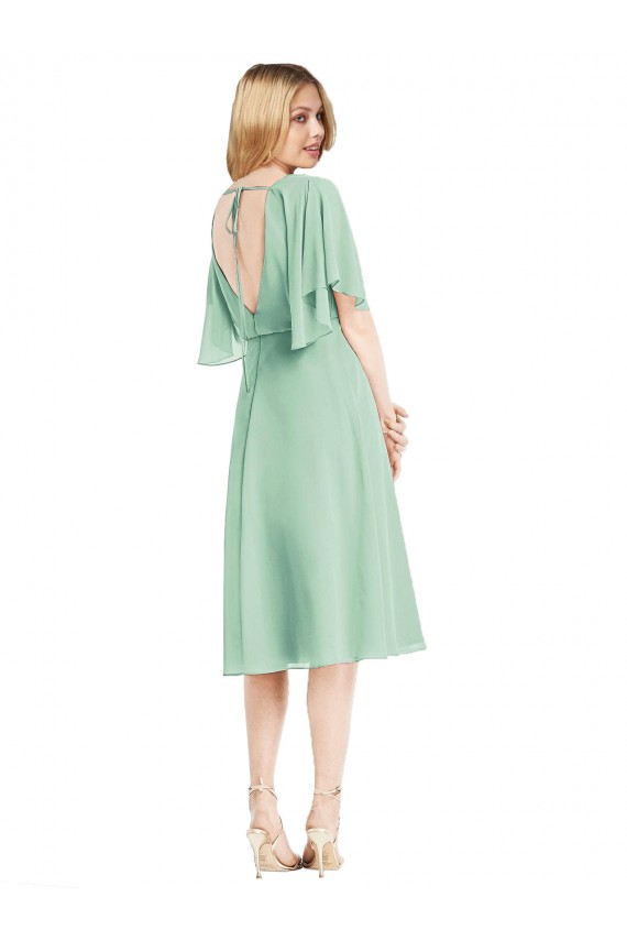 Soft Chiffon Open Back Knee Length A-Line Bridesmaid Dress Plymouth