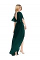 Soft Chiffon Open Back Round Neck A-Line High Low Bridesmaid Dress Plymouth