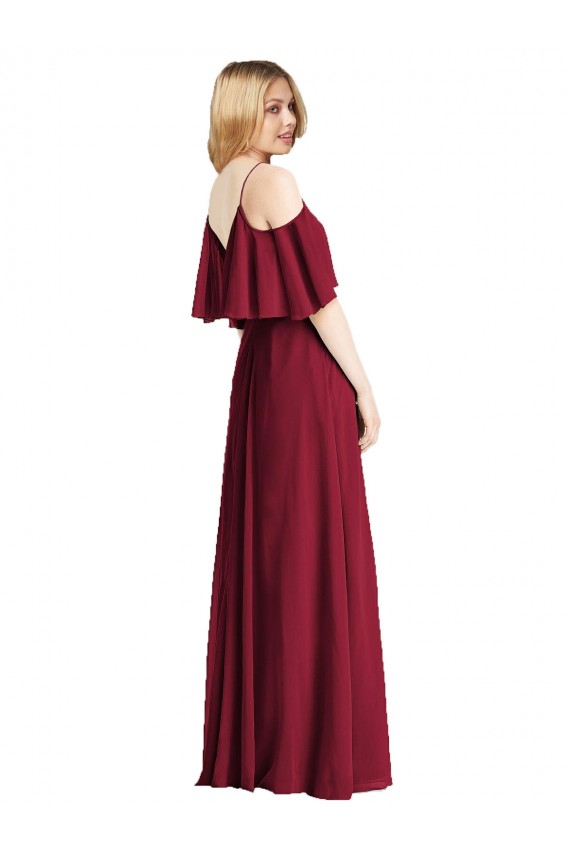 Chiffon Long Spaghetti Straps Royal Blue A-Line Bridesmaid Dress Plymouth
