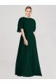 Soft Chiffon Open Back Long Round Neck A-Line Bridesmaid Dress Plymouth