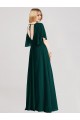 Soft Chiffon Open Back Long Round Neck A-Line Bridesmaid Dress Plymouth