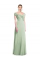 Soft Chiffon Long Off the Shoulder Sage Trumpet Bridesmaid Dress Plymouth