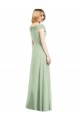 Soft Chiffon Long Off the Shoulder Sage Trumpet Bridesmaid Dress Plymouth