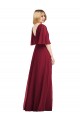 Soft Chiffon Long V-Neck Smoke Green Trumpet Bridesmaid Dress Plymouth