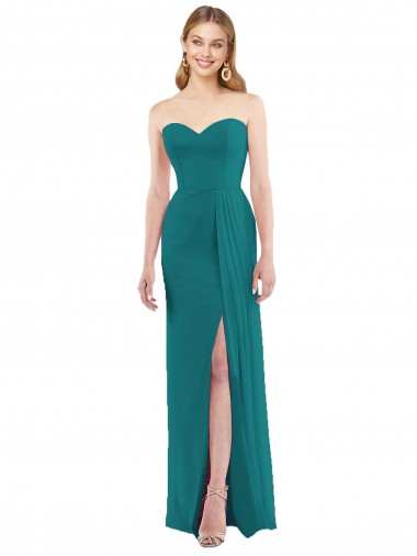 Soft Chiffon Long Sweetheart Hunter Trumpet Bridesmaid Dress Plymouth