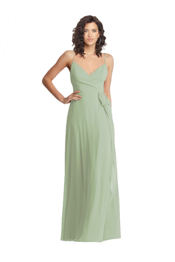 Soft Chiffon Long Spaghetti Straps Trumpet Formal Evening Gown / Bridesmaid Dress Plymouth