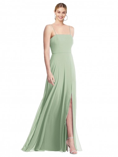 Soft Chiffon Low Back Long Spaghetti Straps Trumpet Formal Evening Gown / Bridesmaid Dress Plymouth