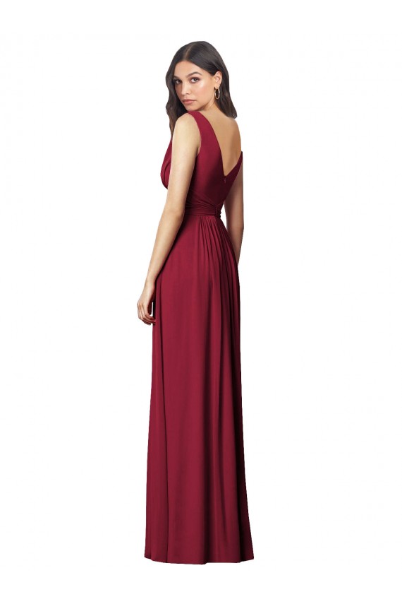 Soft Chiffon V-Back Long V-Neck Royal Blue A-Line Semi Formal Evening Dress / Bridesmaid Dress Plymouth