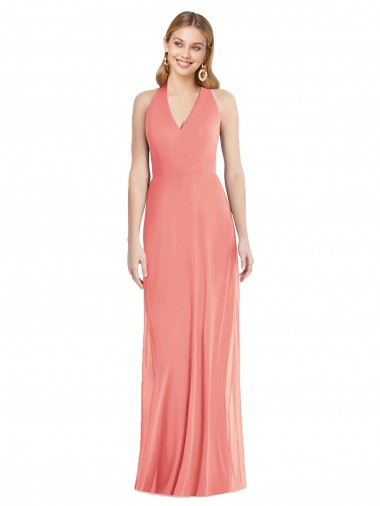 Soft Chiffon Long Halter Neck Trumpet Formal Evening Gown / Bridesmaid Dress Plymouth