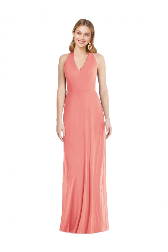 Soft Chiffon Long Halter Neck Trumpet Formal Evening Gown / Bridesmaid Dress Plymouth