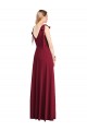 Soft Chiffon V-Back Long V-Neck Coral Trumpet Bridesmaid Dress Plymouth