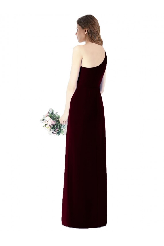Soft Chiffon Long One Shoulder Dark Green Trumpet Bridesmaid Dress Plymouth