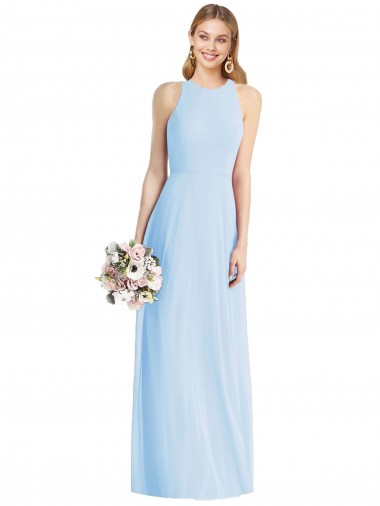 Soft Chiffon Long Halter Neck Trumpet Semi Formal Evening Dress / Bridesmaid Dress Plymouth