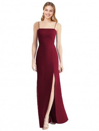 Soft Chiffon Tie Back Long Spaghetti Straps Trumpet Bridesmaid Dress Plymouth