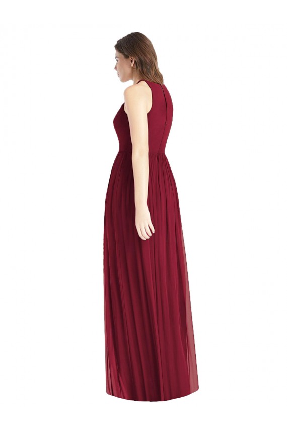 Soft Chiffon Long Halter Neck Lilac A-Line Bridesmaid Dress Plymouth
