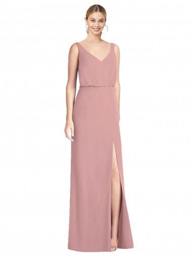 Soft Chiffon V-Back Long V-Neck Dusty Pink Mermaid Bridesmaid Dress Plymouth