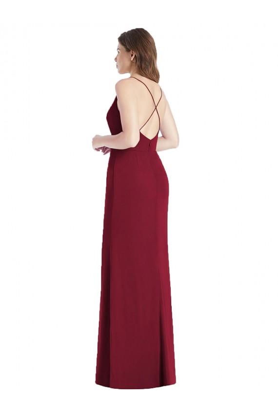 Soft Chiffon Criss Cross Back Long Spaghetti Straps Mermaid Bridesmaid Dress Plymouth