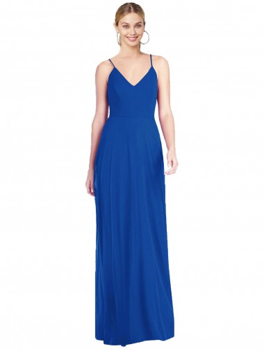 Soft Chiffon Criss Cross Back Long Spaghetti Straps A-Line Formal Dress / Bridesmaid Dress Plymouth
