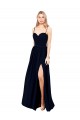 Soft Chiffon Long Spaghetti Straps Dark Navy A-Line Formal Evening Gown / Bridesmaid Dress Plymouth