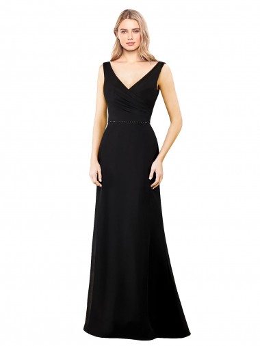 Soft Chiffon V-Back Long V-Neck A-Line Prom Dress / Bridesmaid Dress Plymouth