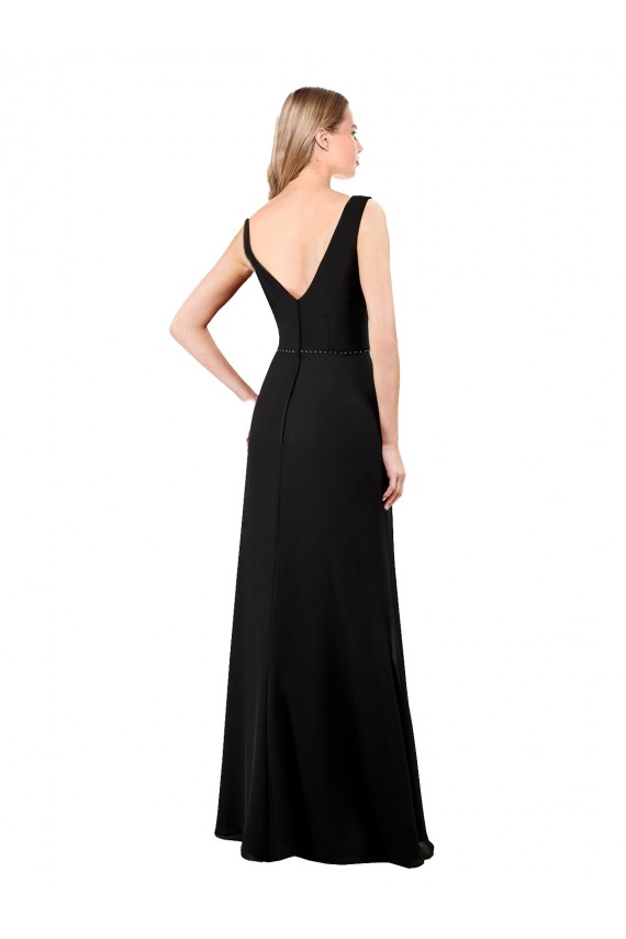 Soft Chiffon V-Back Long V-Neck A-Line Prom Dress / Bridesmaid Dress Plymouth