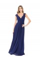 Soft Chiffon Keyhole Back Long V-Neck Sapphire A-Line Bridesmaid Dress Plymouth