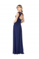 Soft Chiffon Keyhole Back Long V-Neck Sapphire A-Line Bridesmaid Dress Plymouth