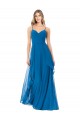 Soft Chiffon Long Spaghetti Straps Peacock Blue A-Line Bridesmaid Dress Plymouth