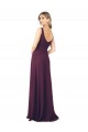 Chiffon Long Floor Length V-Neck Grape A-Line Bridesmaid Dress Plymouth