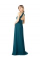 Soft Chiffon Open Back Long High Neck A-Line Bridesmaid Dress Plymouth