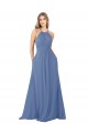 Soft Chiffon Open Back Long High Neck A-Line Bridesmaid Dress Plymouth