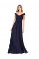 Soft Chiffon Long Off the Shoulder Dark Navy A-Line Evening Dress / Bridesmaid Dress Plymouth