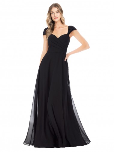 Soft Chiffon Long Sweetheart Black A-Line Bridesmaid Dress Plymouth