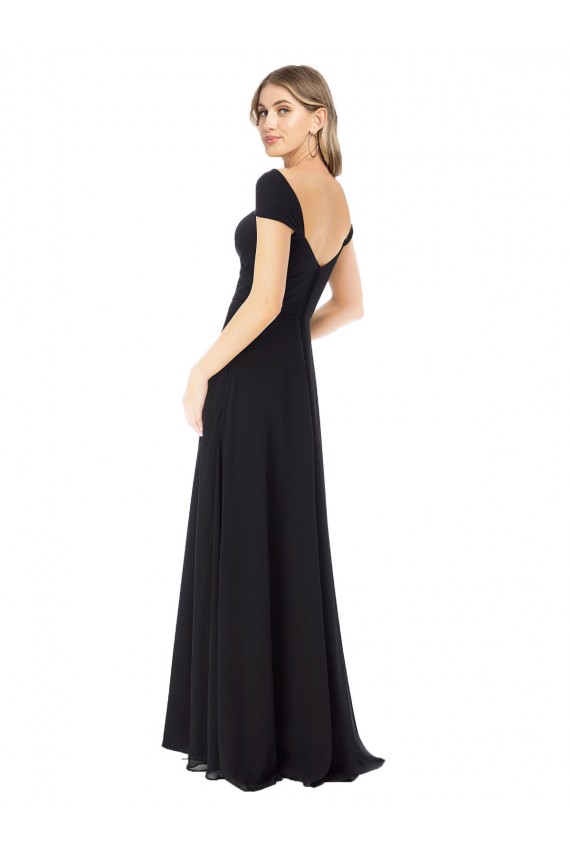 Soft Chiffon Long Sweetheart Black A-Line Bridesmaid Dress Plymouth