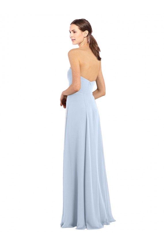 Soft Chiffon Long Strapless Light Sky Blue A-Line Bridesmaid Dress Plymouth