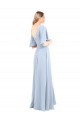 Chiffon V-Back Long V-Neck Light Sky Blue A-Line Bridesmaid Dress / Evening Dress Plymouth