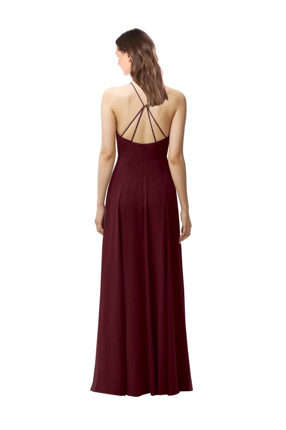 Soft Chiffon Criss Cross Back Long Halter Neck A-Line Bridesmaid Dress Plymouth