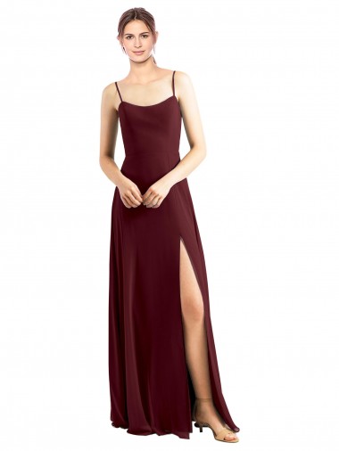 Chiffon Long Spaghetti Straps A-Line Bridesmaid Dress / Evening Dress Plymouth