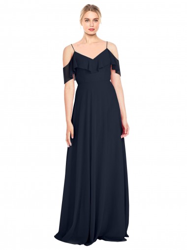 Lxue Chiffon V-Back Long Off the Shoulder A-Line Bridesmaid Dress Plymouth