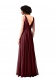 Soft Chiffon V-Back Long Cowl Neck Burgundy Gold A-Line Bridesmaid Dress Plymouth