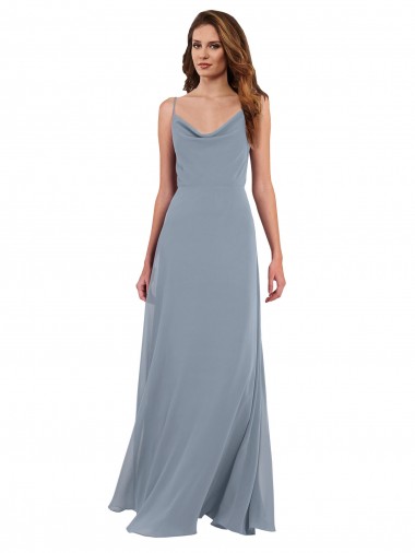 Soft Chiffon V-Back Long Cowl Neck A-Line Formal Dress / Bridesmaid Dress Plymouth