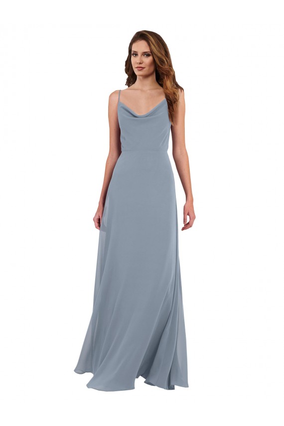 Soft Chiffon V-Back Long Cowl Neck A-Line Formal Dress / Bridesmaid Dress Plymouth