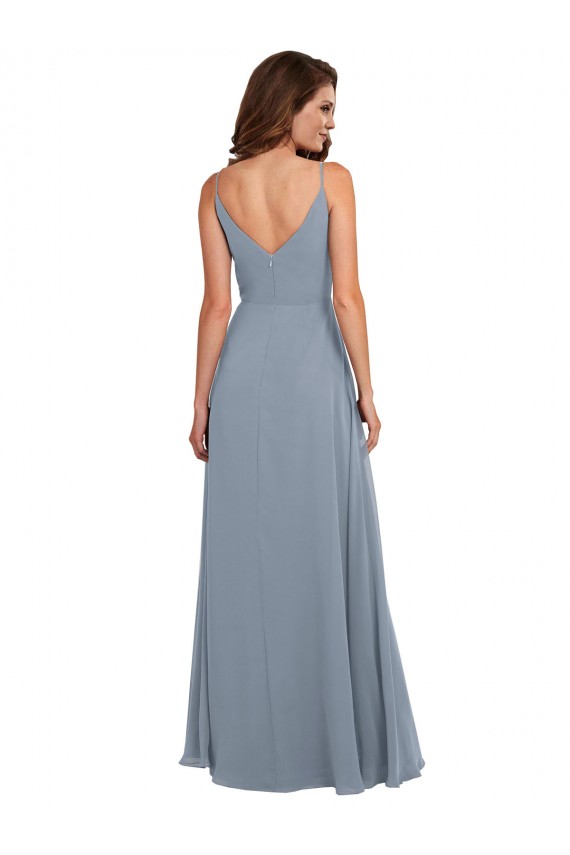 Soft Chiffon V-Back Long Cowl Neck A-Line Formal Dress / Bridesmaid Dress Plymouth
